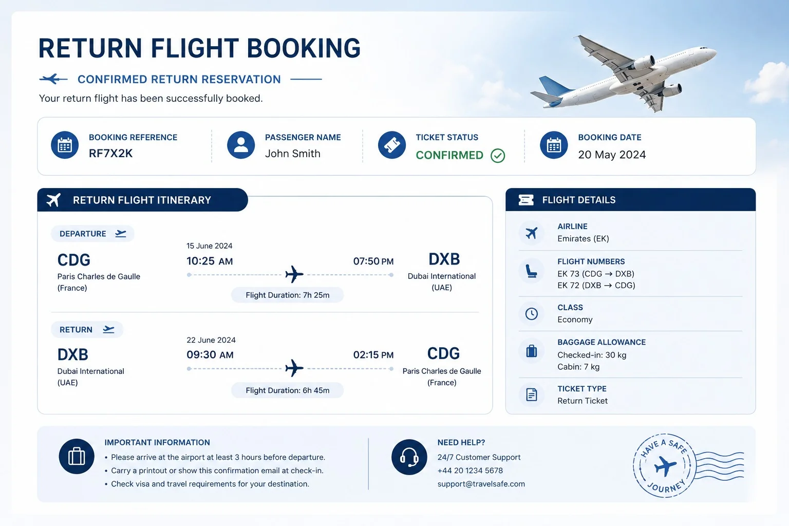 Return Flight Booking